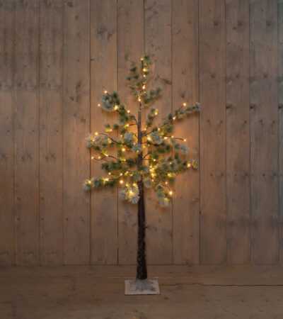 Royal Snowy Pine, 150 cm Brown LED Tree with Snow and 80 Warm White Lights