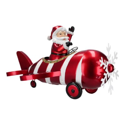 Santa in a Plane with LED, 85 cm