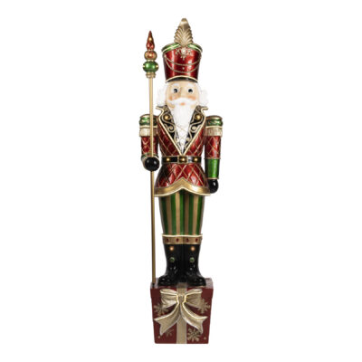 Gift Bearer. Fibreglass Nutcracker on Giftbox, 193cm
