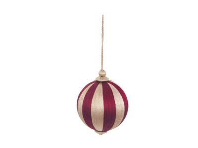 Silk wrapped sphere in burgundy and gold panels, large