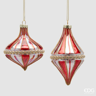 Kreisel-Ornament mit Edelsteinen, mehrfarbig, 14 cm (2er-Set)