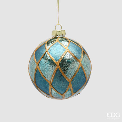 Glitter-Mix Bauble, Teal / Aqua / Gold, 10 cm