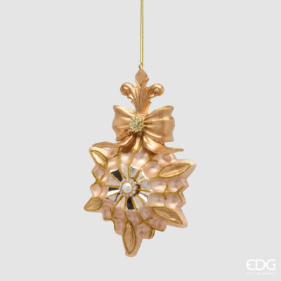 Star Ornament with Bow, Champagne / Gold, 17.5 cm