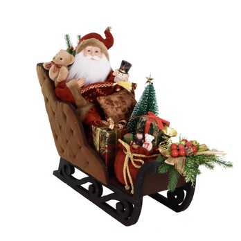 Santa in Sleigh Figure, Brown and Red