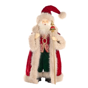 Staff Santa Figure, Burgundy and Green