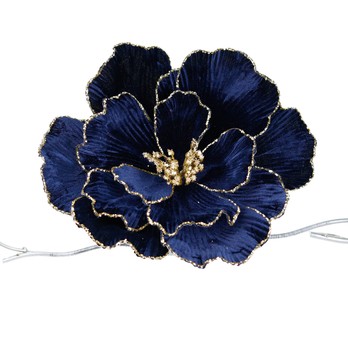 Magnolia Clip Flower, Blue and Gold