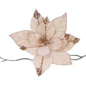 Poinsettia Clip Flower, Cream and Champagne