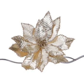 Sequin Poinsettia Clip Flower, Champagne