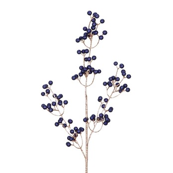 Glitter Berry Stem, Blue and Gold