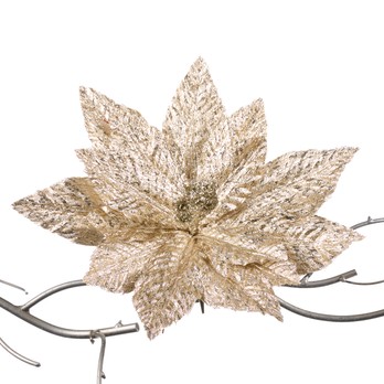 Metallic Poinsettia Clip, Gold and Champagne