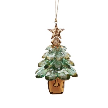 Glass Fir Ornament, Green and Gold