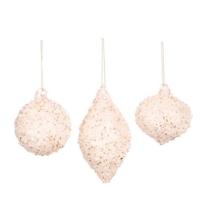 Pearl Beaded Bauble Set, White (Set of 3)