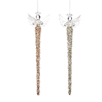 Angel Icicle Ornament Set, Champagne and Gold (Set of 2)