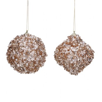 Sequin Pearl Bauble Set, Champagne (Set of 2)