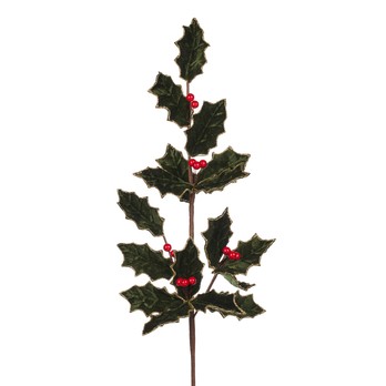 Holly Berry Stem, Green and Red