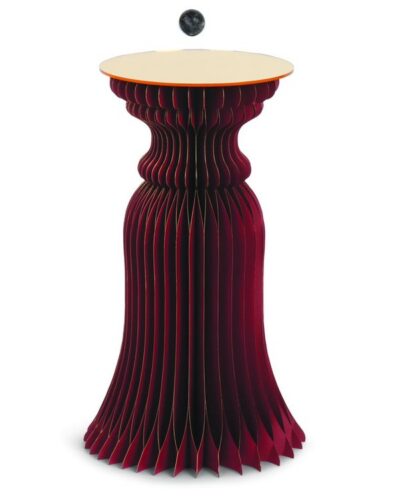 Atelier Pedestal. Folding Column Stand, Gold / Bordeaux, 60 cm