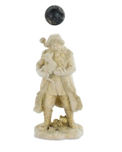 Saint Nicholas. Beige And Gold Flocked Santa, 20 cm