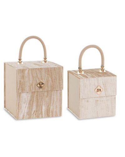 Royal Venice Trunk Set. Beige Nesting Trunk Set, 16x16 cm (Set of 2)