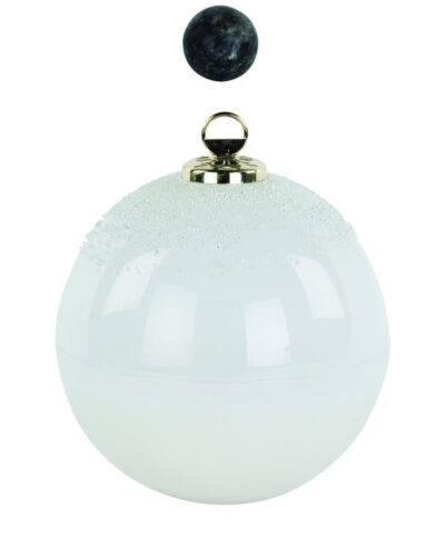 Aurora Orb. White Glass Globe Candle, 18 cm